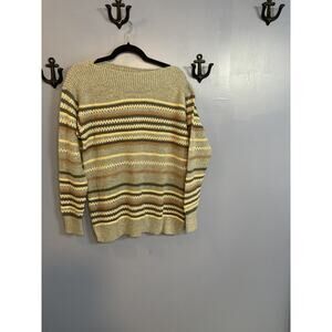 Liz Claiborne Striped Long Sleeve Sweater Size M w/Sequin Gray w/Neutral Colors